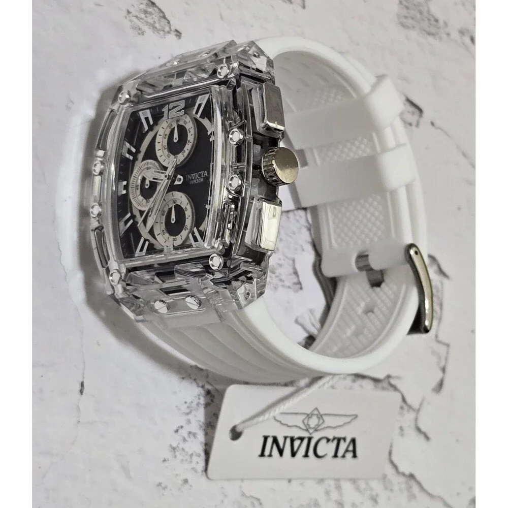 Invicta S1 Rally Mens 42mm White Black Carbon Chronograph Watch 70145 Brand New